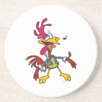 silly singing rooster cartoon coaster