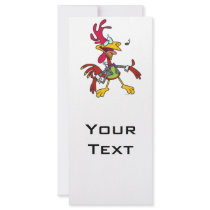 silly singing rooster cartoon personalized rack card
