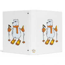 silly skiing polar bear vinyl binder
