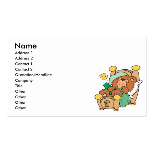 silly sleeping teddy bear design business card templates (front side)