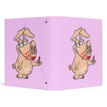 silly sloppy lipstick piggy pig cartoon 3 ring binder