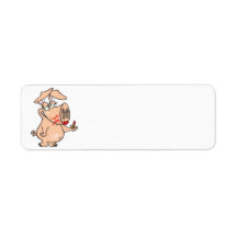silly sloppy lipstick piggy pig cartoon return address label