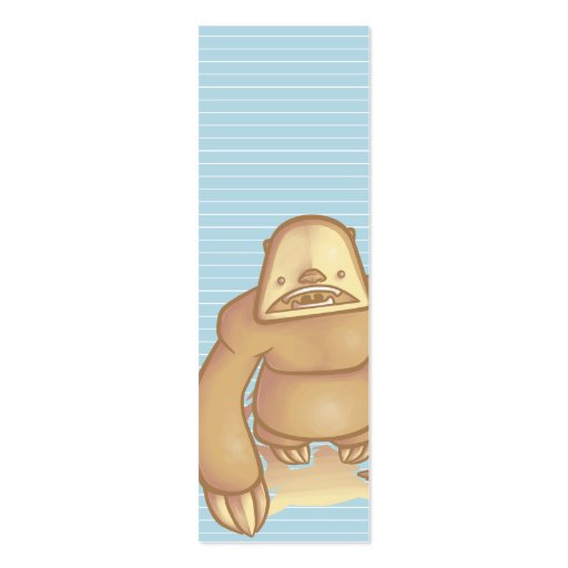 Silly Sloth Bookmark Business Card Template (front side)