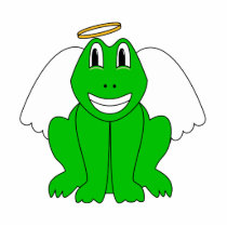 Silly Smiling Frog Angel photo sculptures