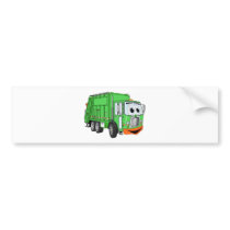 Silly Smiling Garbage Truck Cartoon Bumper Stickers