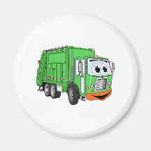 Silly Smiling Garbage Truck Cartoon Refrigerator Magnet
