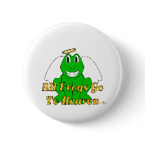 Silly Smiling Green Frog Angel All Frogs Go To Hea buttons