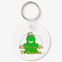 Silly Smiling Green Frog Angel All Frogs Go To Hea keychains