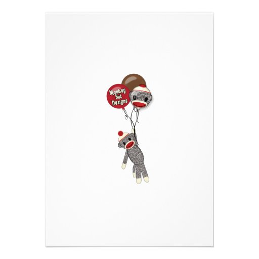Silly SOCK MONKEY Birthday Invitation SMR girl/boy