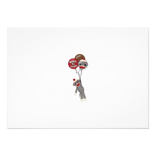 Silly SOCK MONKEY Birthday Invitation SMR (photo)