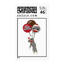 Silly SOCK MONKEY Birthday SMR Postage