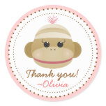 Silly Sock Monkey Girl Personalized Favor Stickers