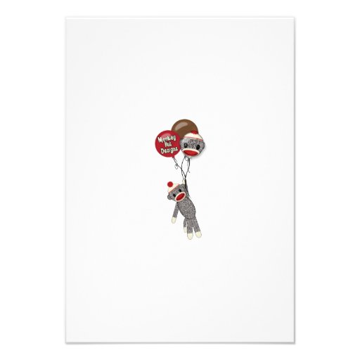 Silly SOCK MONKEY Thank You 3.5"x5" (FLAT style) Personalized Invites