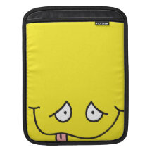 silly sticking tongue smiley face on yellow iPad sleeves