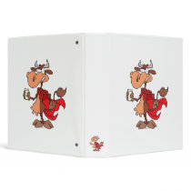 silly super cow drinking milk cartoon vinyl binders