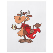 silly super cow drinking milk cartoon full color flyer