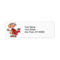 silly super cow drinking milk cartoon return address labels