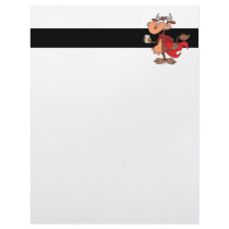 silly super cow drinking milk cartoon customized letterhead