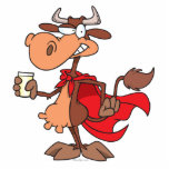 silly super cow drinking milk cartoon photo cutouts