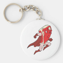 silly superhero caped super steak keychain