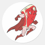 silly superhero caped super steak stickers