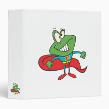 silly superhero super hero frog binder