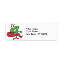 silly superhero super hero frog return address labels