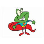 silly superhero super hero frog postcards