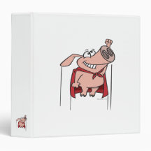 silly superhero super pig cartoon 3 ring binder