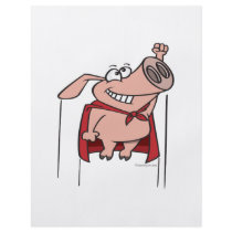 silly superhero super pig cartoon flyer design