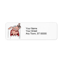 silly superhero super pig cartoon return address label