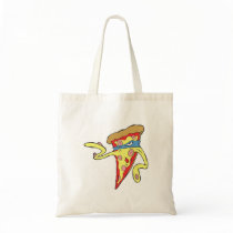 silly superhero villian pepperoni pizza character canvas bags