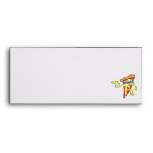 silly superhero villian pepperoni pizza character envelope