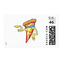 silly superhero villian pepperoni pizza character stamps