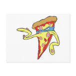 silly superhero villian pepperoni pizza character post cards