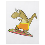 silly surfer surfing dinosaur cartoon flyer design