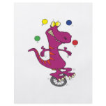 silly t-rex dino juggling on unicycle cartoon custom flyer