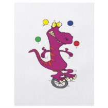 silly t-rex dino juggling on unicycle cartoon custom flyer