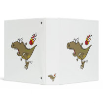 silly t-rex dinosaur dodging meteor cartoon 3 ring binders