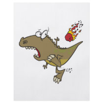 silly t-rex dinosaur dodging meteor cartoon custom flyer