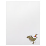 silly t-rex dinosaur dodging meteor cartoon custom letterhead