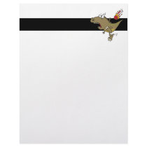silly t-rex dinosaur dodging meteor cartoon customized letterhead