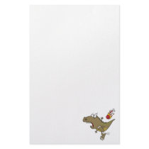 silly t-rex dinosaur dodging meteor cartoon stationery