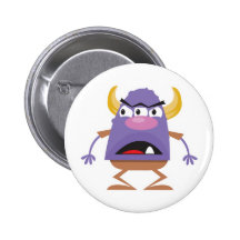 silly three-eyed ogre monster pinback buttons