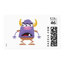 silly three-eyed ogre monster postage stamps