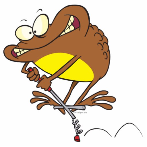 silly toad on pogo stick cartoon photo cutouts