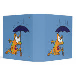 silly tree frog with umbrella cartoon binder