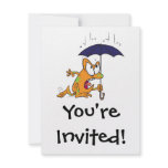 silly tree frog with umbrella cartoon personalized announcement