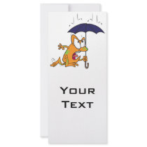 silly tree frog with umbrella cartoon rack cards