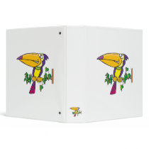 silly tropical toucan cartoon binder